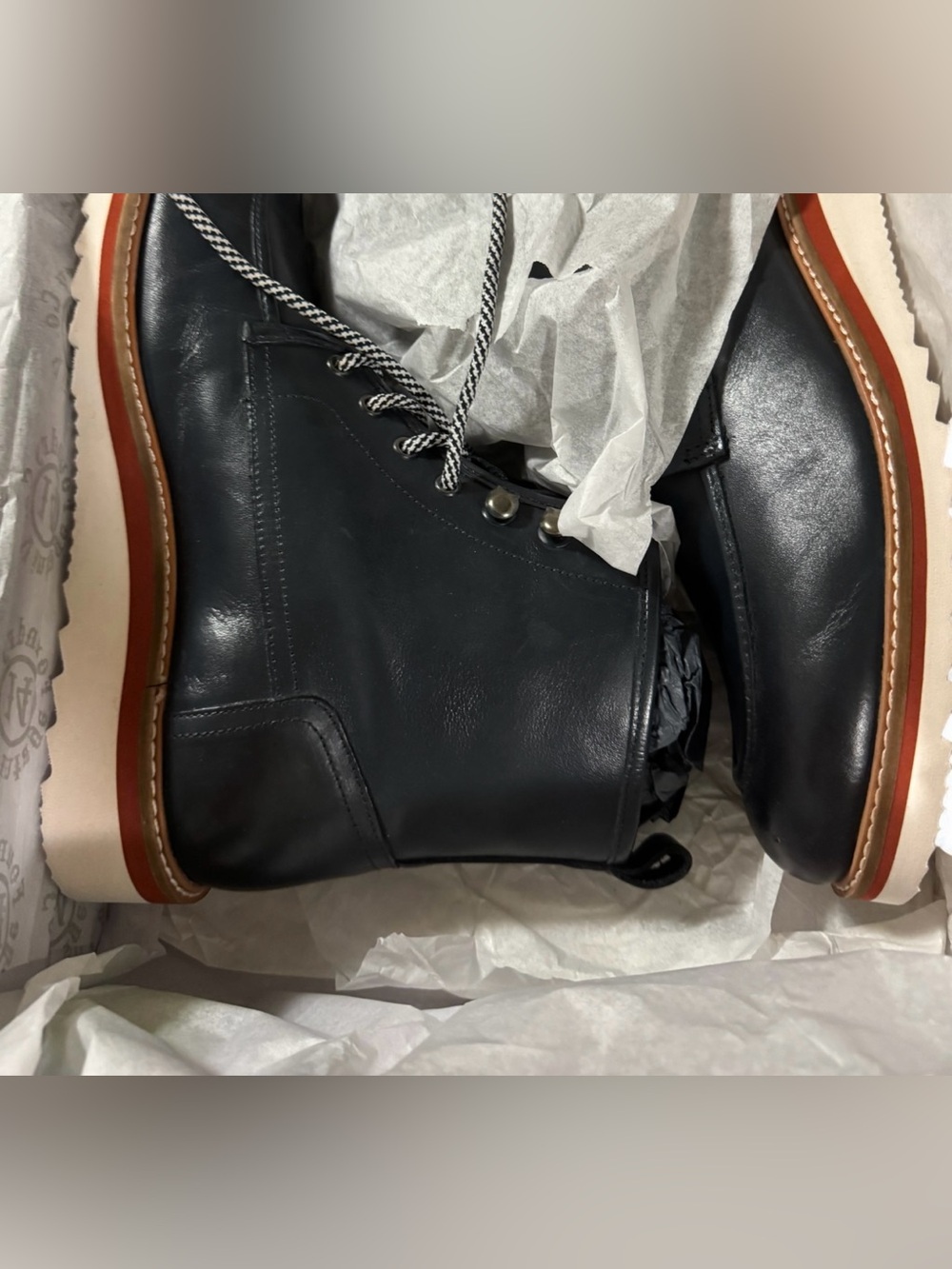 Men's Black Leather Lace-Up Work Boots